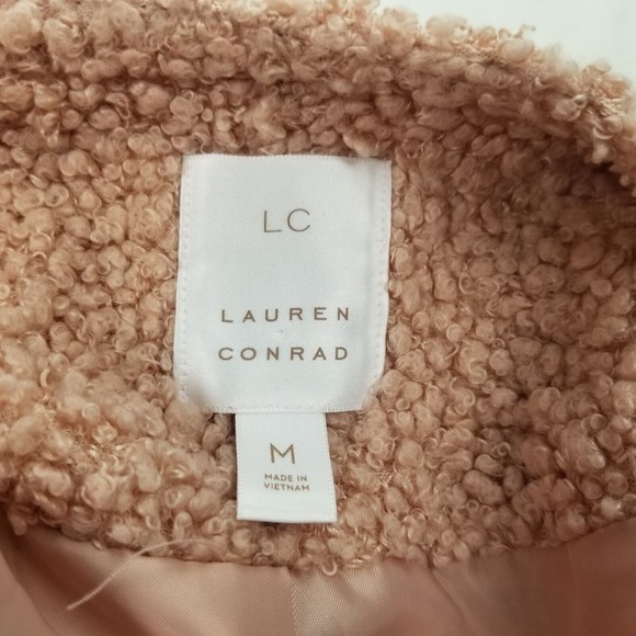 LC Lauren Conrad Sherpa Teddy Snap Jacket Women M Blush Pink Fully Lined Pockets - Picture 3 of 16